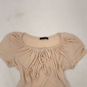 Papermoon Tan Crop Top with Tie-Front